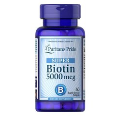 Биотин, Biotin, Puritan's Pride, 5 000 мкг, 60 капсул
