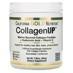 Колаген морської UP 5000, Hyaluronic Acid, Vitamin C, California Gold Nutrition, 206 грам