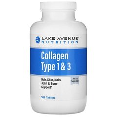 Колаген, Hydrolyzed Collagen, Vitamin C тип 1 і 3, Lake Avenue Nutrition, 1000 мг, 365 таблеток