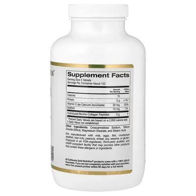 Коллаген, Hydrolyzed Collagen, Vitamin C тип 1 и 3, Lake Avenue Nutrition, 1000 мг, 365 таблеток