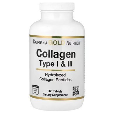 Коллаген, Hydrolyzed Collagen, Vitamin C тип 1 и 3, Lake Avenue Nutrition, 1000 мг, 365 таблеток