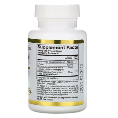 Гіалуронова кислота, комплек, California Gold Nutrition, 100 мг, 60 капсул