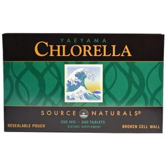 Хлорелла с островов Яэяма, Source Naturals, 200 мг, 300 таблеток