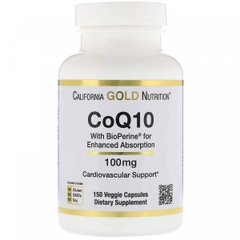 Коэнзим Q10 с биоперином, CoQ10 with BioPerine, California Gold Nutrition, 100 мг, 150 вегетарианских капсул