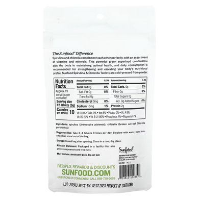 Спирулина и хлорелла,  Sunfood, 250 мг, 228 таблеток
