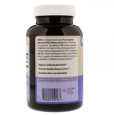 Коензим Q-10 з вітаміном Е, MRM, 100 мг, 120 желатинових капсул