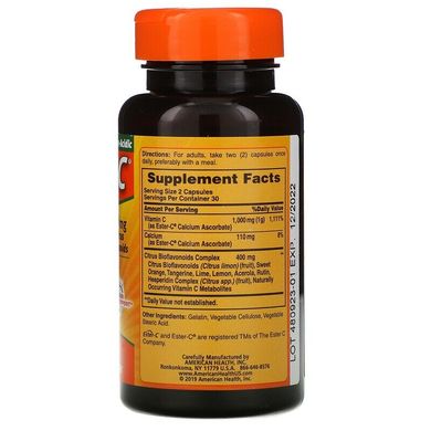 Витамин C, Ester-C, с цитрусовыми биофлавоноидами, American Health, 500 мг, 60 капсул
