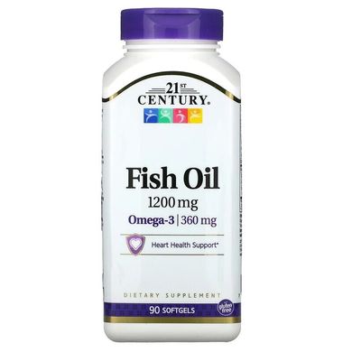 Риб'ячий жир, Омега-3, 21st Century, 1200 мг, 90 капсул