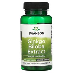Экстракт гинкго билоба, Swanson, 120 мг, 100 вегетарианских капсул