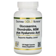 Глюкозамин, хондроитин, МСМ, гиалуроновая кислота, California Gold Nutrition, 120 капсул