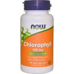 Хлорофилл, Now Foods, 100 мг, 90 растительных капсул
