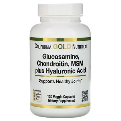Глюкозамін, хондроїтин, МСМ, гіалуронова кислота, California Gold Nutrition, 120 капсул